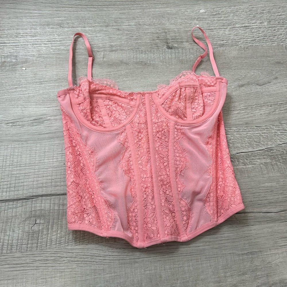 Pink Urban Outfitters Out From Under Lace Corset Top - Size Medium